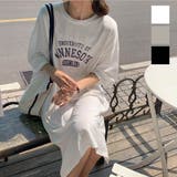 大人カジュアルで春から着こなせるロゴワンピース 膝丈 プリントTシャツ | maison de LATIR | 詳細画像1 