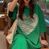 大人かわいいビッグハート半袖Tシャツワンピース 半袖 クルーネック | maison de LATIR | 詳細画像9