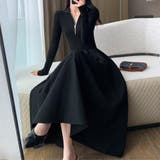 ハーフジップで首元アレンジ可能な長袖ワンピース クルーネック Vネック | maison de LATIR | 詳細画像4