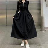 ハーフジップで首元アレンジ可能な長袖ワンピース クルーネック Vネック | maison de LATIR | 詳細画像5