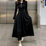 ハーフジップで首元アレンジ可能な長袖ワンピース クルーネック Vネック | maison de LATIR | 詳細画像7