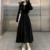 ハーフジップで首元アレンジ可能な長袖ワンピース クルーネック Vネック | maison de LATIR | 詳細画像8