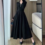 ハーフジップで首元アレンジ可能な長袖ワンピース クルーネック Vネック | maison de LATIR | 詳細画像1