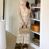 夏を爽やかに彩るクロシェ編みロングワンピース ノースリーブ 袖なし | maison de LATIR | 詳細画像3