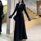 華やかに彩る大人可愛いバイカラー異素材切替ニットワンピース ワンピース オフィス | maison de LATIR | 詳細画像6 