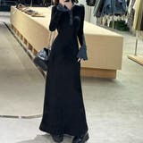 華やかに彩る大人可愛いバイカラー異素材切替ニットワンピース ワンピース オフィス | maison de LATIR | 詳細画像8 