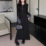 華やかに彩る大人可愛いバイカラー異素材切替ニットワンピース ワンピース オフィス | maison de LATIR | 詳細画像12 