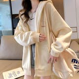 ベージュ | 女の子っぽく可愛らしさ溢れるオーバーサイズジップアップパーカー 羽織り ブルゾン | maison de LATIR