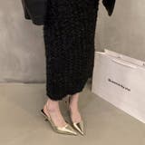 ゴールド | オフィスシーンにおすすめ！バックストラップ7cmヒールパンプス ポインテッドトゥ… | maison de LATIR