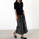 ブラック | マルチストライプ リラックスパンツ シフォン | maison de LATIR