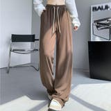 ブラウン | 寒い時期でもオシャレに着こなせる裏起毛ウエストゴムストレートパンツ カジュアル | maison de LATIR