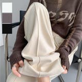 寒い時期でもオシャレに着こなせる裏起毛ウエストゴムストレートパンツ カジュアル | maison de LATIR | 詳細画像1
