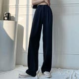 ブラック | コーデをスタイリッシュに演出するタック入りストレートロングパンツ 大人 シンプル | maison de LATIR