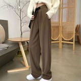 ブラウン | スタイルアップが魅力的なタック入りハイウエストパンツ ストレートパンツ | maison de LATIR