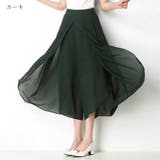 カーキ | 涼しいスリットワイドパンツ ワイドパンツ シフォン | maison de LATIR