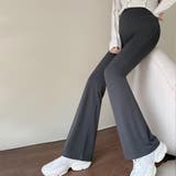 伸縮性あり着心地よさ抜群のフィットロング丈マタニティフレアパンツ 妊婦 | maison de LATIR | 詳細画像7