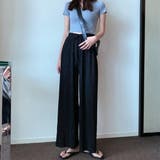 プリーツ仕様のストレートワイドパンツ ワイドパンツ ストレートパンツ | maison de LATIR | 詳細画像2