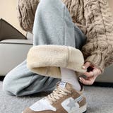 グレー | ふんわりした肌触りが心地いい裏起毛パンツ ロング丈 ボトムス | maison de LATIR