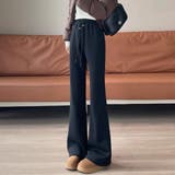 ブラック | 裏起毛で暖かい履き心地抜群のカービングパンツ フルレングス スウェット | maison de LATIR