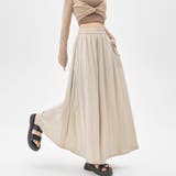 ベージュ | 夏にぴったりなフルレングスワイドパンツ ボトム ズボン | maison de LATIR
