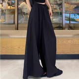 ブラック | 夏にぴったりなフルレングスワイドパンツ ボトム ズボン | maison de LATIR