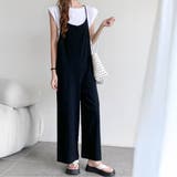 ブラック | カジュアル×きちんと感が揃ったサロペット つなぎ オールインワン | maison de LATIR