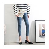 カラーステッチが可愛いウーブンミッドヒールパンプス ポインテッドトゥ 太いヒール | maison de LATIR | 詳細画像5 