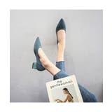 カラーステッチが可愛いウーブンミッドヒールパンプス ポインテッドトゥ 太いヒール | maison de LATIR | 詳細画像8 