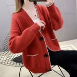 レッド | パイピングが個性を引き出してくれるニットカーディガン 夏 夏 | maison de LATIR