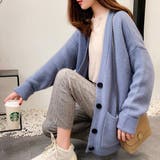 ブルー | ゆったり感が可愛いルーズシルエットニットカーディガン ルーズ 冬 | maison de LATIR