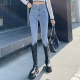 ライトブルー | ウエストinがお洒落なハイウエストタイトジーンズ デニム スキニーパンツ | maison de LATIR