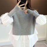 グレー | 1枚着るだけで重ね着風に使える大人めニット カジュアル 綺麗め | maison de LATIR