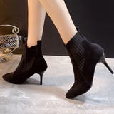 ブラック（細ヒール） | 裏起毛ショートブーツ ショート ブーツ韓国ファッション | maison de LATIR