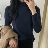 ネイビー | スタンドネック裏起毛カットソー INにもOUTにも使いやすい韓国ファッション 秋 | maison de LATIR