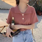 ピンク | ゆったり感が可愛い半袖ポロシャツ カジュアル 無地 | maison de LATIR