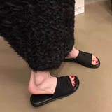 ブラック | 安定感にリラックスできるミュールサンダル フラットソール ぺったんこサンダル | maison de LATIR