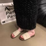 ブラウン | 安定感にリラックスできるミュールサンダル フラットソール ぺったんこサンダル | maison de LATIR