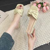 甘さと上品さを兼ね備えた、3 5cmヒールリボンミュールサンダル レディース | maison de LATIR | 詳細画像2 