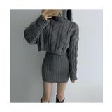 レディなシルエットを楽しむケーブルニット&リブ編みスカートセットアップ ニットプ… | maison de LATIR | 詳細画像4 