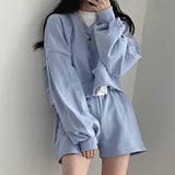 ブルー | 楽ちんオシャレスウェットセットアップ セットアップ 上下 | maison de LATIR