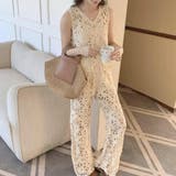 ベージュ | クロシェ編みノースリーブ&フレアパンツ トップス タンクトップ | maison de LATIR
