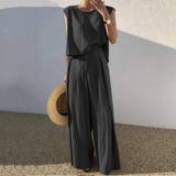 ブラック | 着回せるノースリーブ&ワイドパンツ トップス 袖なし | maison de LATIR