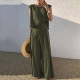 カーキ | 着回せるノースリーブ&ワイドパンツ トップス 袖なし | maison de LATIR