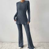 リラックス感と旬の着こなしリブニットセットアップ トップス 長袖 | maison de LATIR | 詳細画像2 