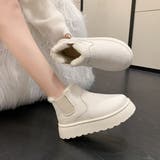 ホワイト | ふわふわボアで足元あたたか、厚底ムートン風ブーツ レディース ムートンブーツ | maison de LATIR