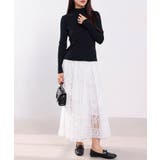 レースデザインが着るだけでフェミニンなギャザースカート 総レース 可愛い | maison de LATIR | 詳細画像2