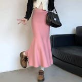 ピンク | 女性らしさ引き立てるフィッシュテールミディ丈スカート フィット ボトム | maison de LATIR