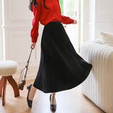 ブラック | ロング丈 大きいサイズ プリーツスカート | maison de LATIR