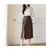 凛とした女性らしさが魅力のフェイクレザータイトスリットスカート ミドル丈 晩冬 | maison de LATIR | 詳細画像10 