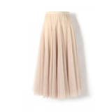 ベージュ | ふわっと華やかチュールロングスカート ロング丈 マキシスカート | maison de LATIR